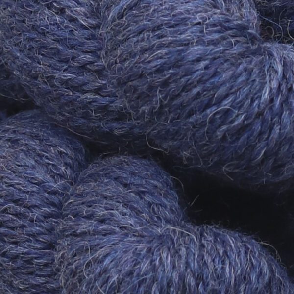 Close up image of rope shaped wool in blue color